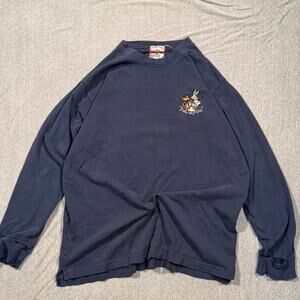 Looney Tunes navy long sleeve shirt with embroidered graphic